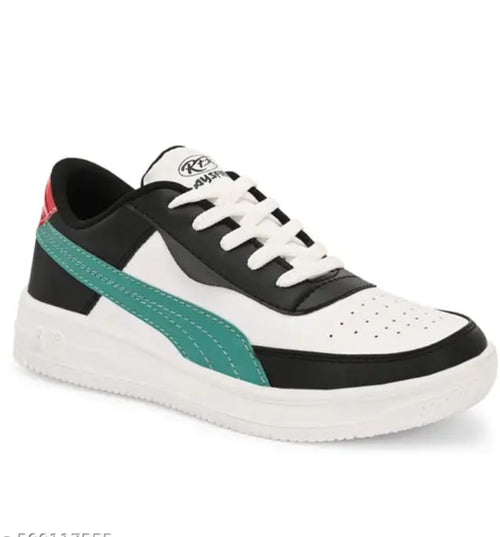 Men’s Black & White Casual Sneakers – Sporty Lace-Up Street Shoes