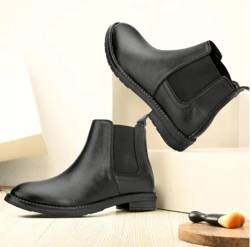 Men’s Classic Black Chelsea Boots – Formal Slip-On Ankle Boots
