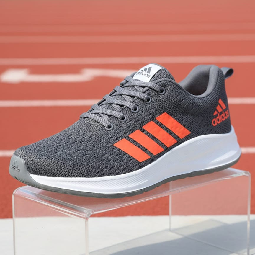 Men’s Lightweight Performance Running Shoes – Grey & Orange Athletic Sneakers