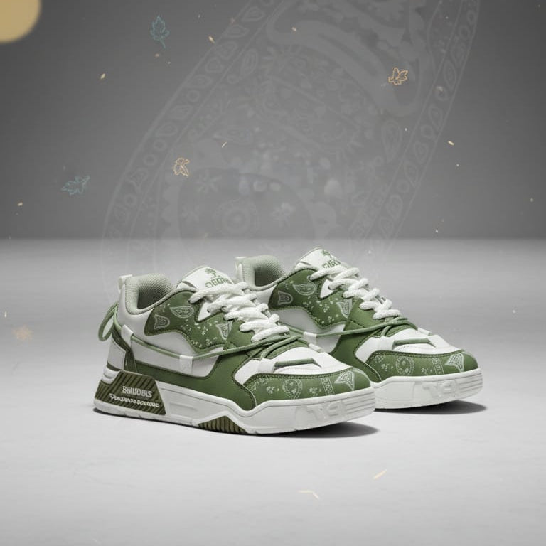 Olive Green & White Streetwear Shoes