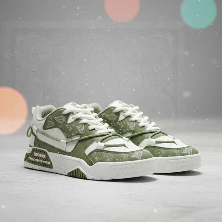 Olive Green & White Streetwear Shoes