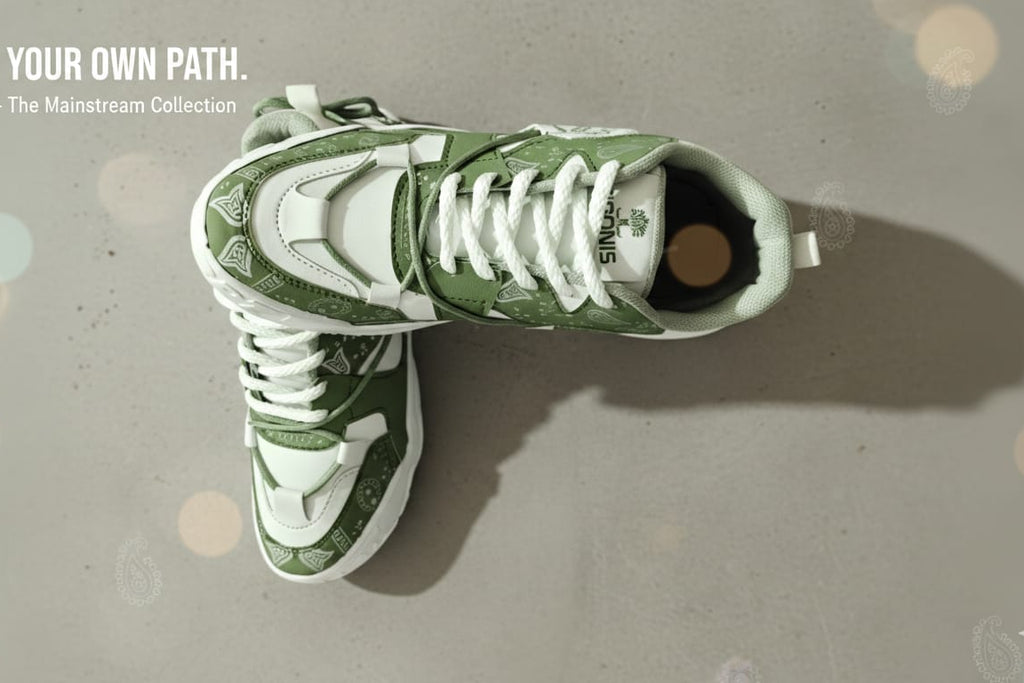 Olive Green & White Streetwear Shoes