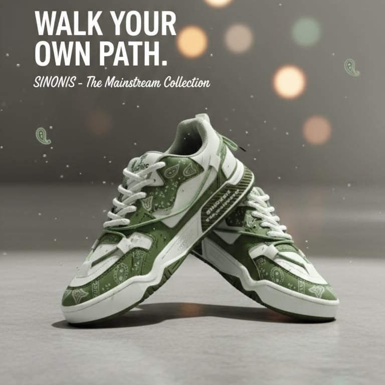 Olive Green & White Streetwear Shoes