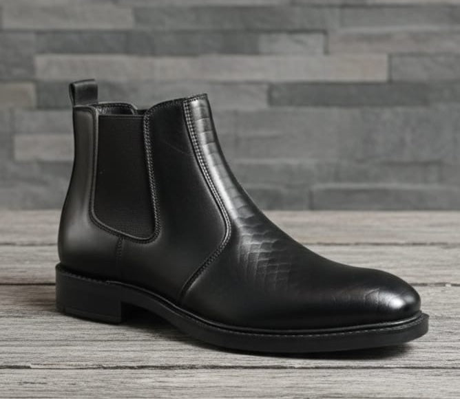 Men’s Black Chelsea Ankle Boots – Premium Formal Slip-On Boots